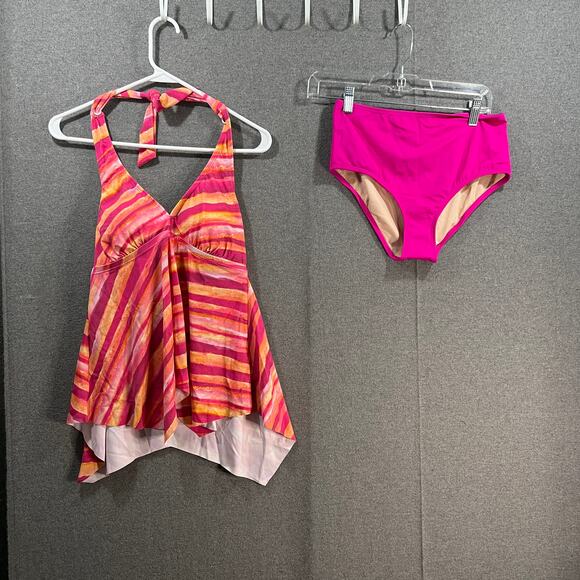 Kim Gravel x Swimsuits Hanky Halter Top & Brief Set Tequila Sunrise Size 8 - Picture 1 of 8